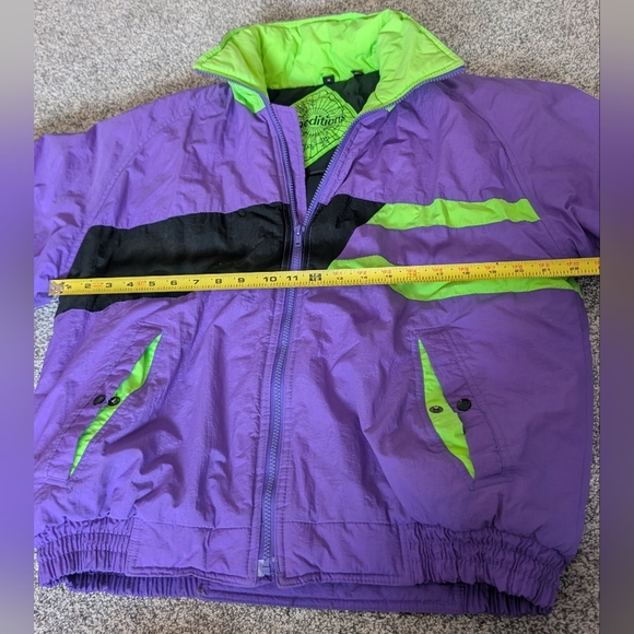 Vtg Retro Expeditions Purple/Green Nylon Colorblock Puffer Jacket Women's Medium - Picture 9 of 10